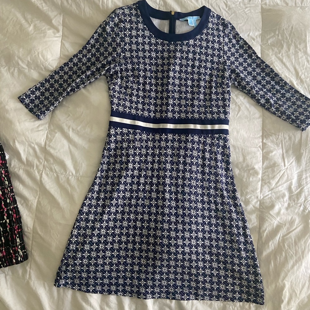 Draper James Nassau Navy Honeycomb knit mini dress